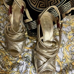 Givenchy Metallic Gold Strappy Heeled Sandals